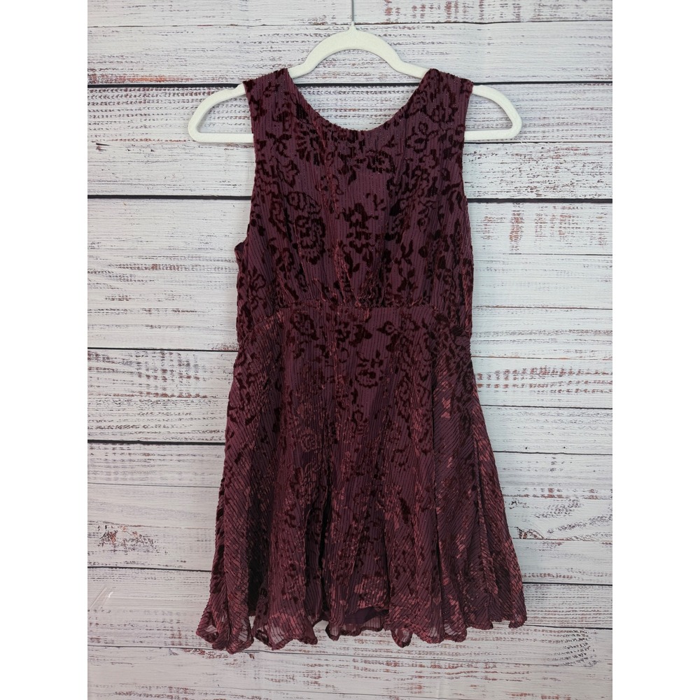 Free People Whimsigoth Plum Velvet Floral Dress - Picture 2 of 7
